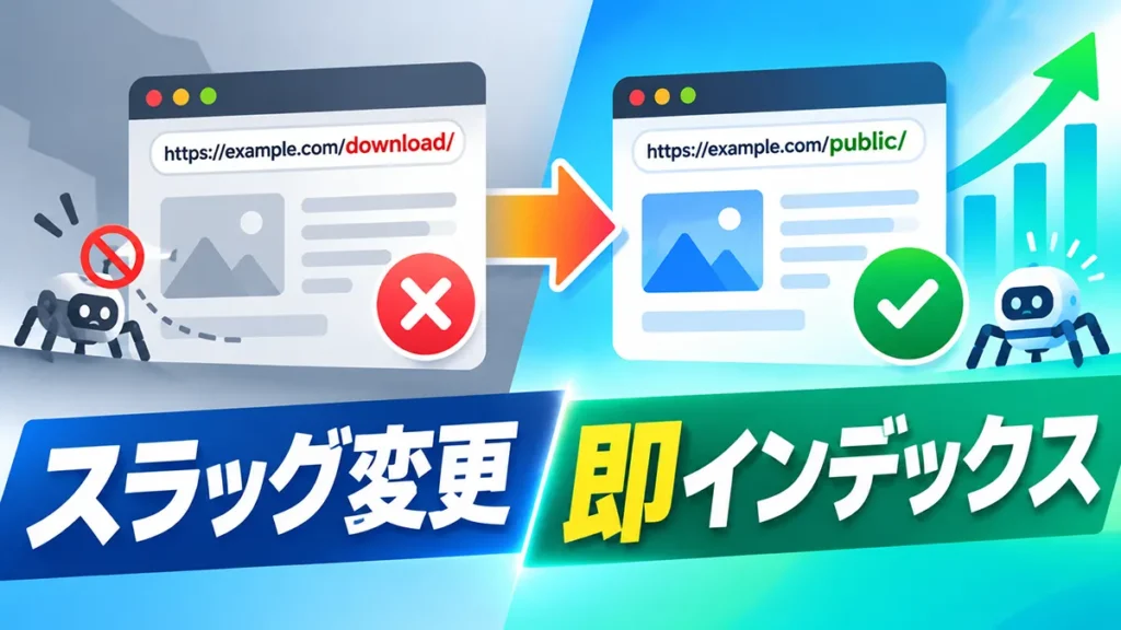 クロールされないページ、スラッグ変更で即インデックス